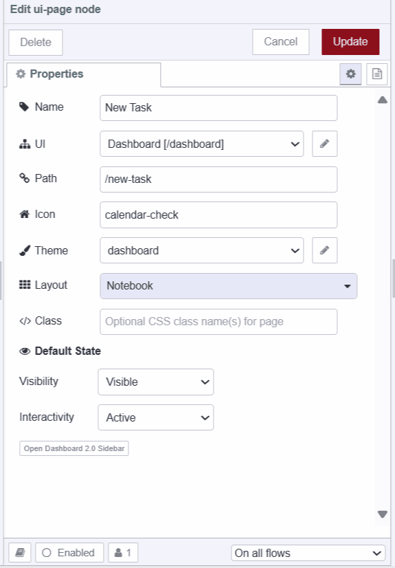 Screenshot displaying 'new task' page configurations "Screenshot displaying 'new task' page configurations"