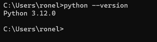 Screenshot of terminal showing the python version installed, conforming it is installed "Screenshot of terminal showing the python version installed, conforming it is installed"